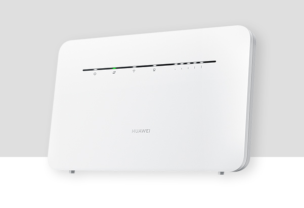 A white Huawei 4G broadband router with indicator lights along the top, photographed against a clean light grey background.
