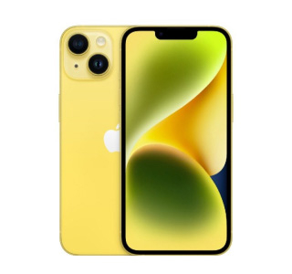 A yellow iPhone 14 Plus.