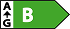 Green EU energy label with a white "B" rating, indicating second highest energy efficiency.