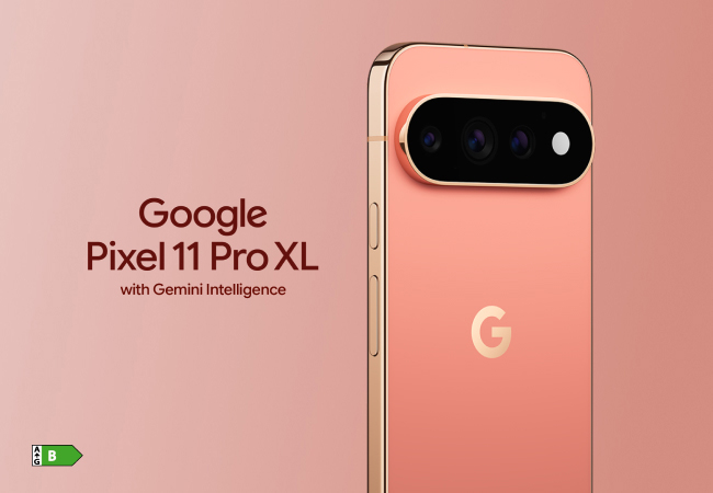 Google Pixel 11 Pro XL in pink with Gemini Intelligence.