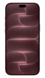 A full front view of a deep burgundy iPhone 18 Pro Max featuring a large display with a fine-grained, abstract pink-and-maroon geometric wallpaper against a white background.