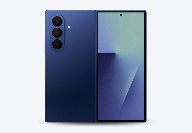 Front view of the Samsung Galaxy Z Fold7 phone fully opened