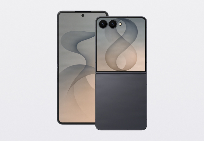 Front and back view of two Samsung Flip8 Phones fully opened.