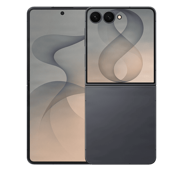 Front and back view of two Samsung Galaxy Flip8 phones fully opened.