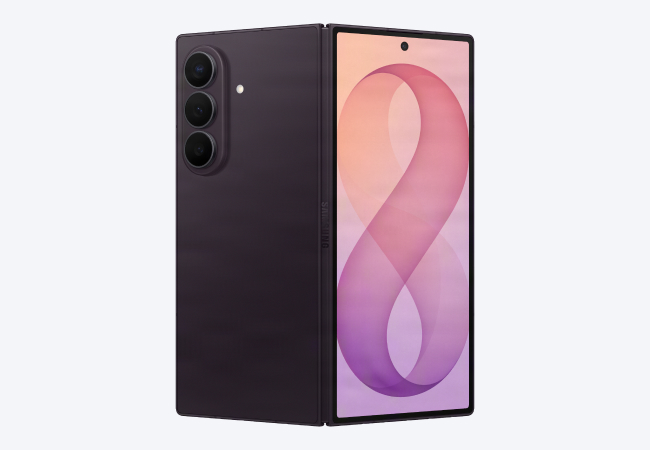 Back view of the Samsung Galaxy Z Fold8 Ultra phone partially opened