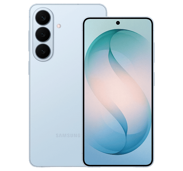 Front and back view of two Samsung Galaxy S26 phones