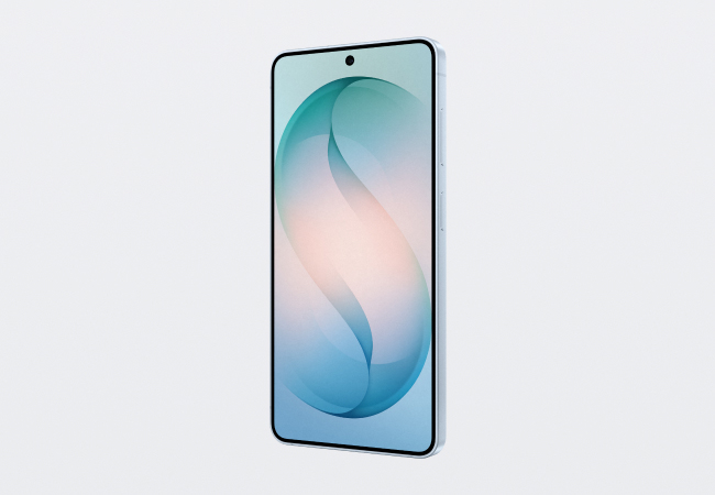 Front view of a Samsung Galaxy S26 facing at an angle slightly to the left