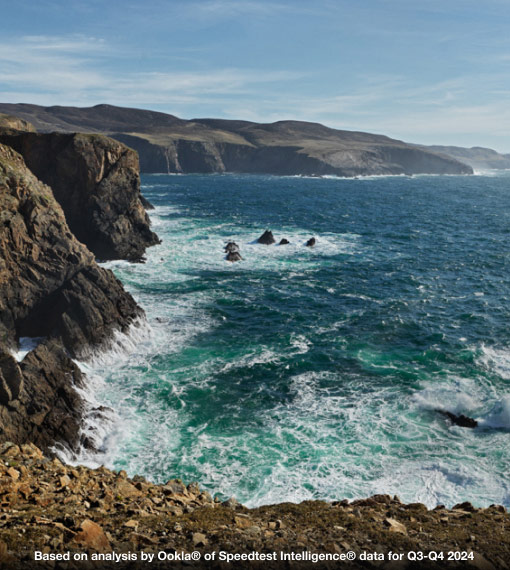 Panoramic image of the arronmore coastline, highlighting the stunning cliffs and vibrant ocean waves.