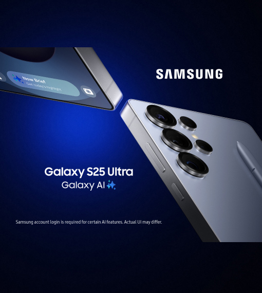 Samsung Galaxy S25 Ultra smartphone displayed, showcasing its sleek design and large screen.