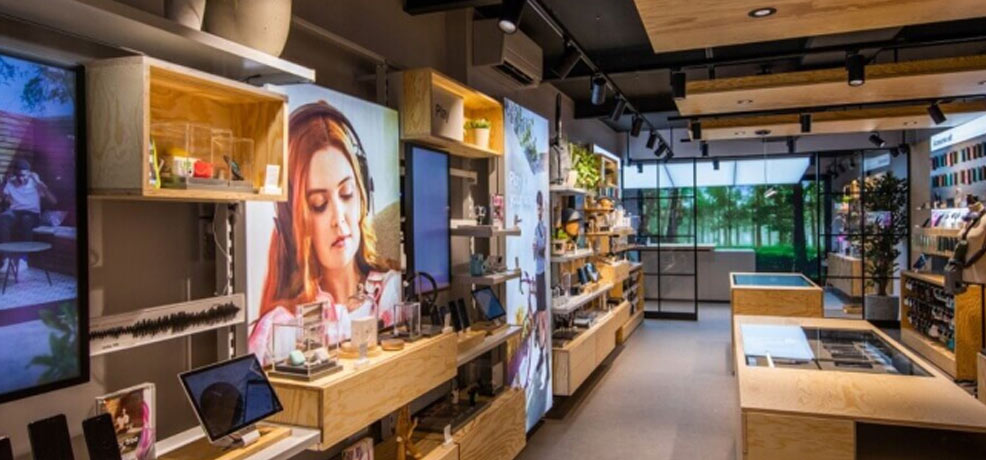 View of products inside a Three store