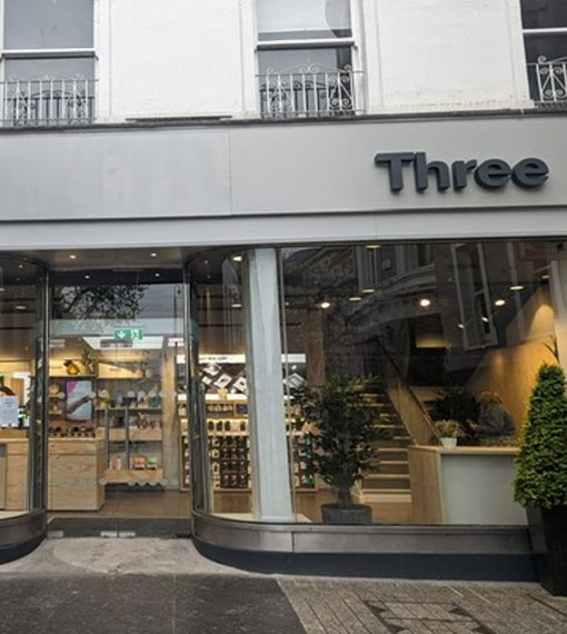 View of products outside a Three store