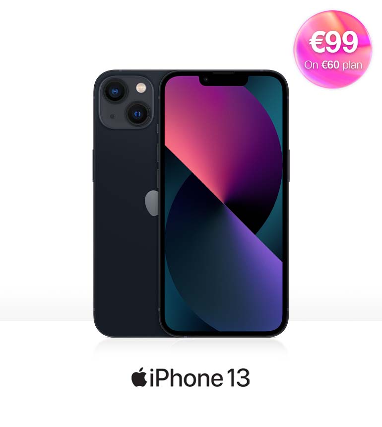black iphone 13 with special offer €99 on €60 plan