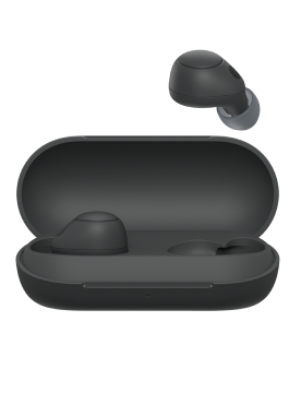 Black Sony WFC700 Earbuds in charging case