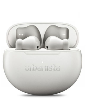 White Urbanista Austin 2 Earbuds in their charging case.