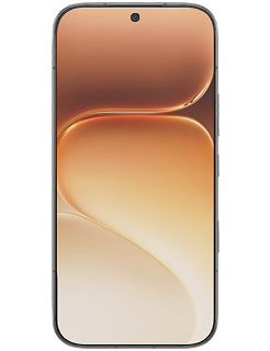 A black Honor 600 phone showing a golden swirl pattern on the screen