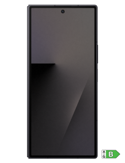 Front view of a black Samsung Galaxy Z Fold7 phone fully folded.