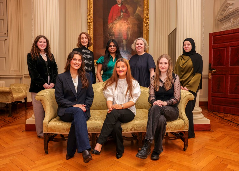  Elaine Carey with the seven students receiving their scholarship